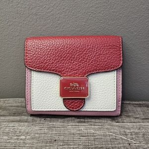 COACH Colorblock Leather Wallet - Pink, White, Red